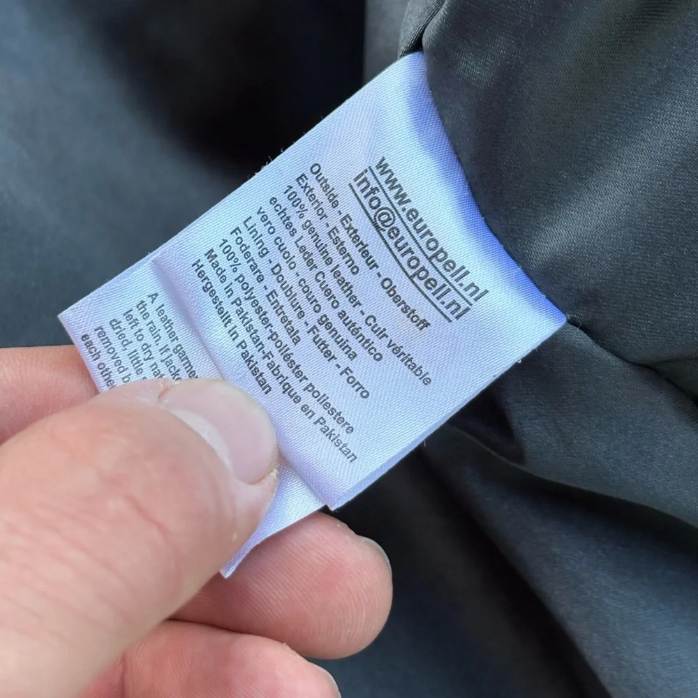 Vintage European Transmission Leather Bomber Jacket Sherpa Collar Men’s Large - Picture 7 of 12